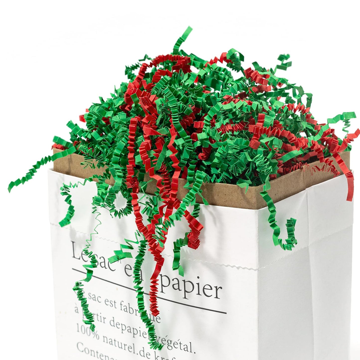 Mefleet 1 LB Crinkle Cut Paper Shred Filler Green & Red Crinkle Shredded Paper for Gift Box - Gift Basket Bag Filler - Grass Cushion Stuffing for Christmas Holiday Packaging Wrapping