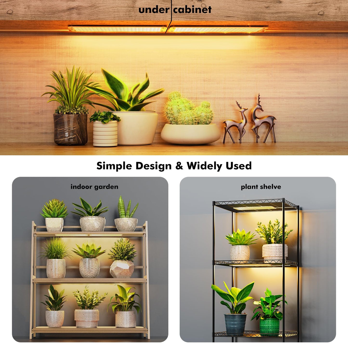 Grow Light, Full Spectrum Grow Lights for Under Cabinet Plant, Grow Lamp with 3/9/12H Auto On/Off Timer for Hydroponics, Seedlings, Succulents, Veg, Flowers, Succulents & More, 2-Pack 
