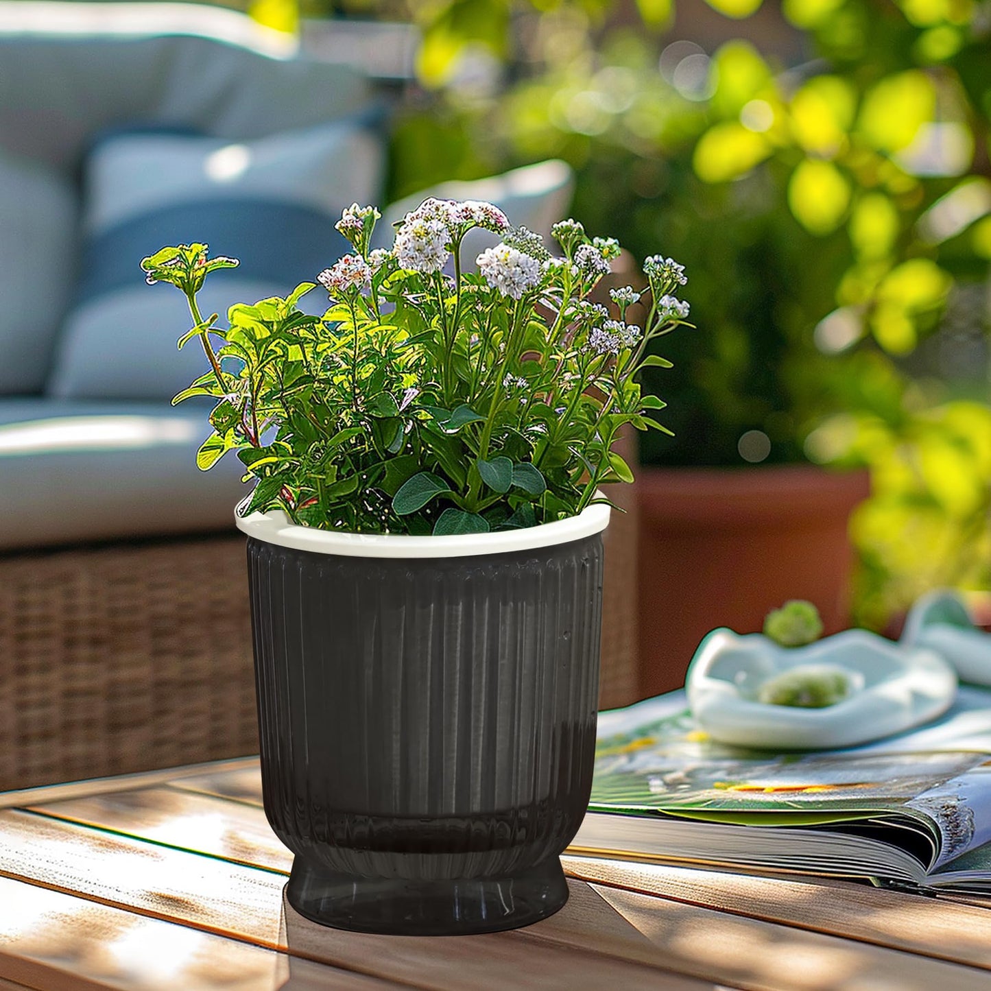 T4U 4.8 Inch Self Watering Plant Pot, 4 Pack Self Watering Pots, Self Watering Planter with Reservoir, Small Self Watering Pots for Indoor Plants, African Violets (4 Pack 4.8", Translucent Gray)