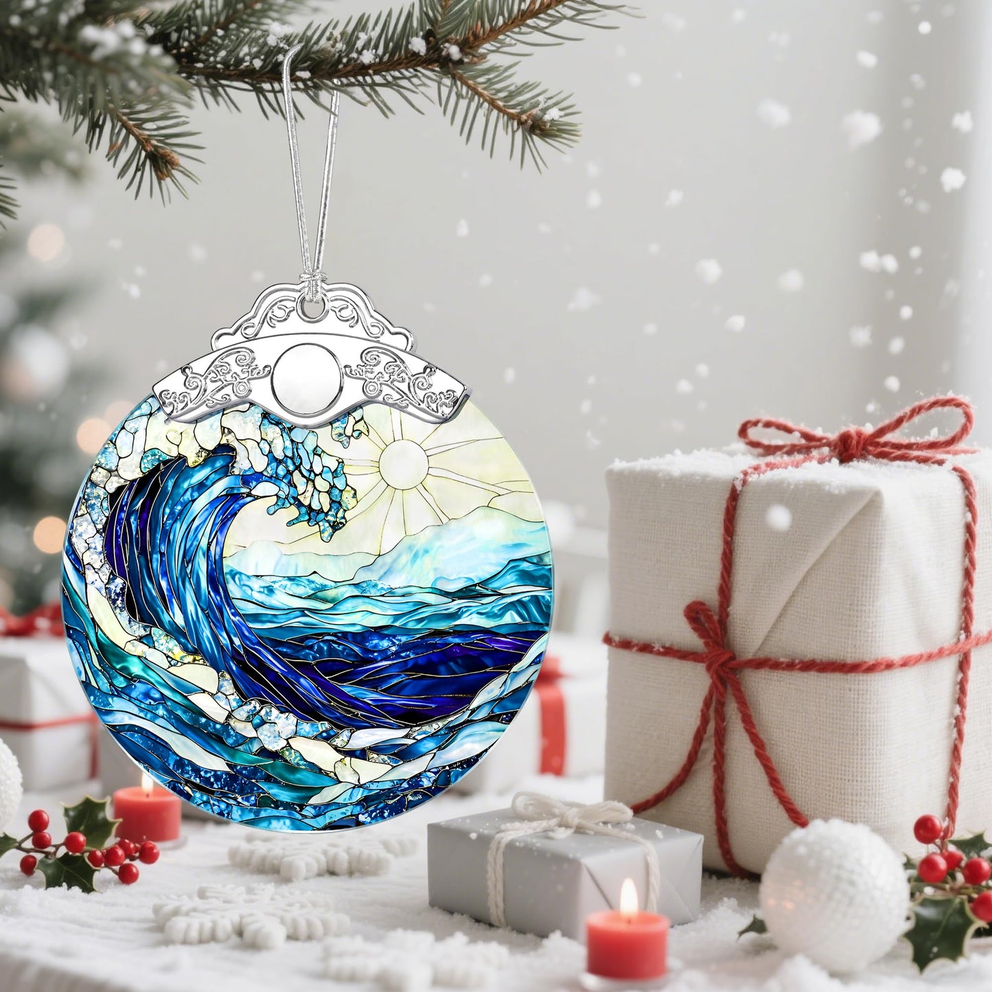 Christmas Ornaments, Christmas Tree Decorations, Keepsake Ornaments, Holiday Decor, Holiday & Xmas Gifts, Gifts for Ocean Lovers & Nature Lovers - Ocean Waves-Theme ï»ż