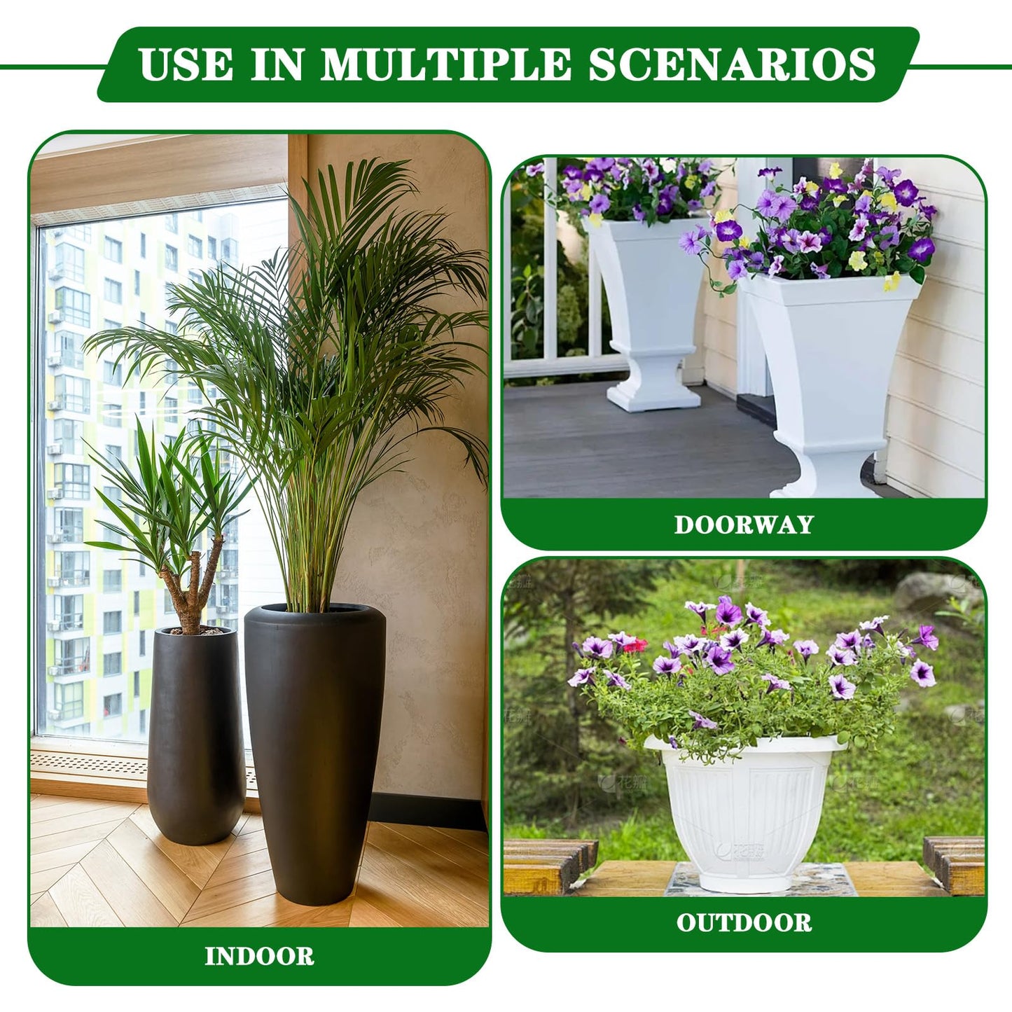 Adjustable Plant Risers for Inside Pots-100lb Heavy Duty Metal Plant Riser with Rubber Feet, Easy Assembly, Fits Round/Square/Tapered Pots, Indoor Outdoor Use (Adjustable Size Range:10-14"- 2Pack)