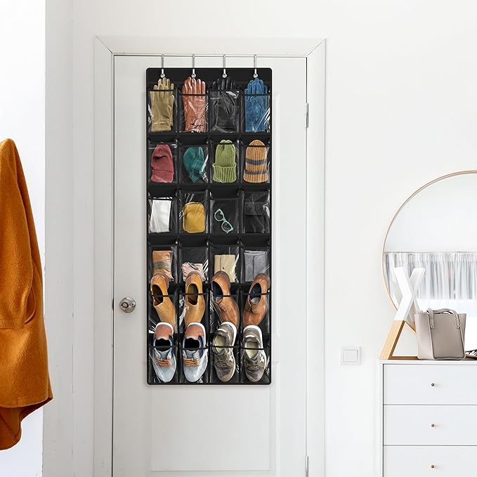 Simple Houseware 24 Pockets Large Clear Pockets Over The Door Hanging Shoe