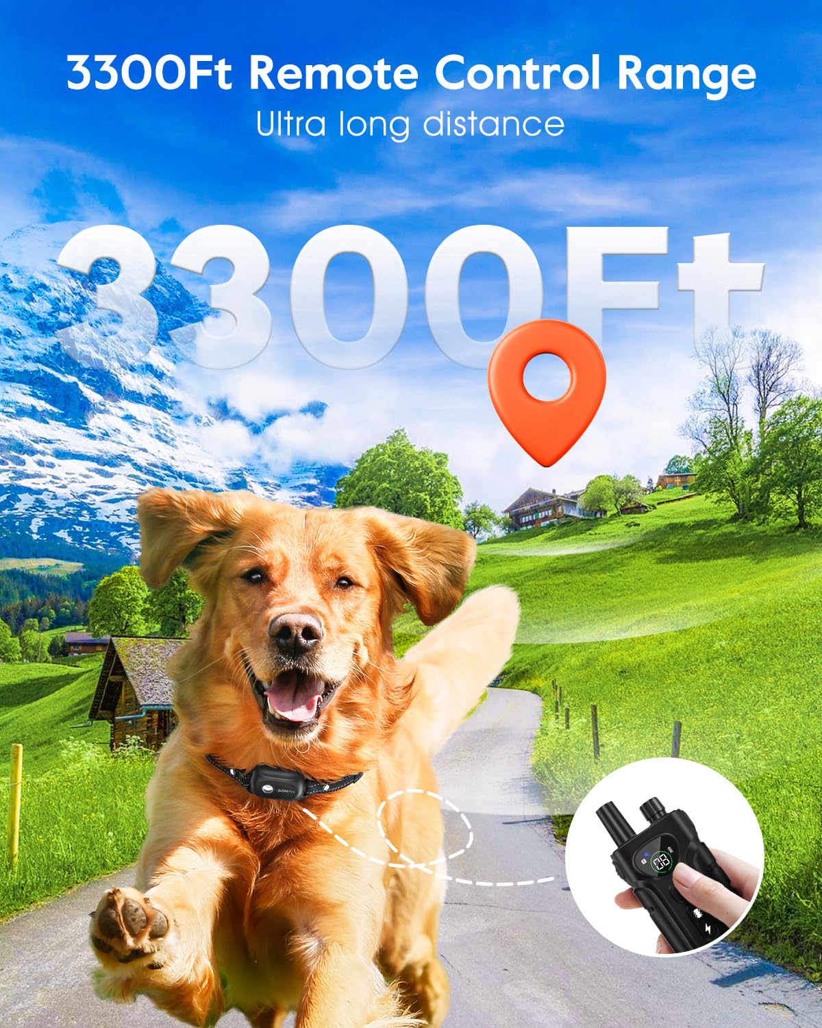 SLOPEHILL Dog Shock Collar,4200FT Dog Training Collar with Remote,IPX8 Waterproof E-Collar with Beep,Vibration,Shock,Flash Light,No Shock Mode,Electric Shock Collar for Small Medium Large Dogs,Black