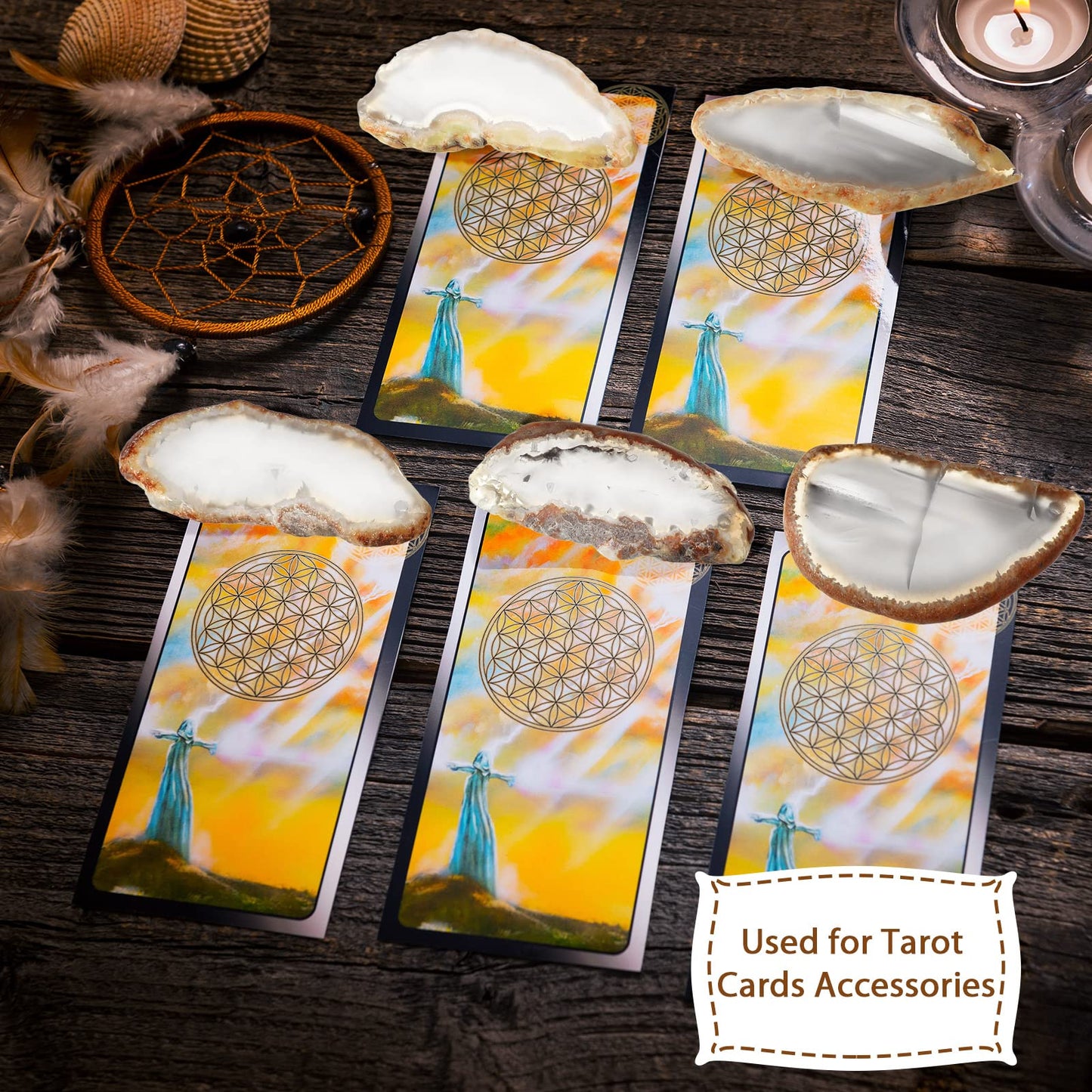 Hicarer 16 Pcs Agate Slices Polished Agate Slices with Holes Irregular Pendants Stone Bulk Drilled Geode Slivers for Christmas Women DIY Craft Gifts Jewelry Making(Grey)
