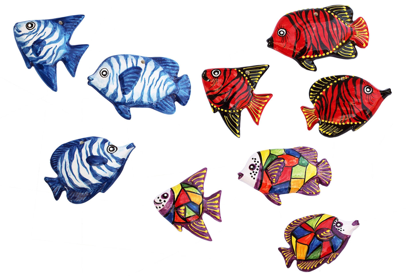 Cactus Canyon Ceramics Spanish 3-Piece Fish Wall Hanger Set, Dory Blue