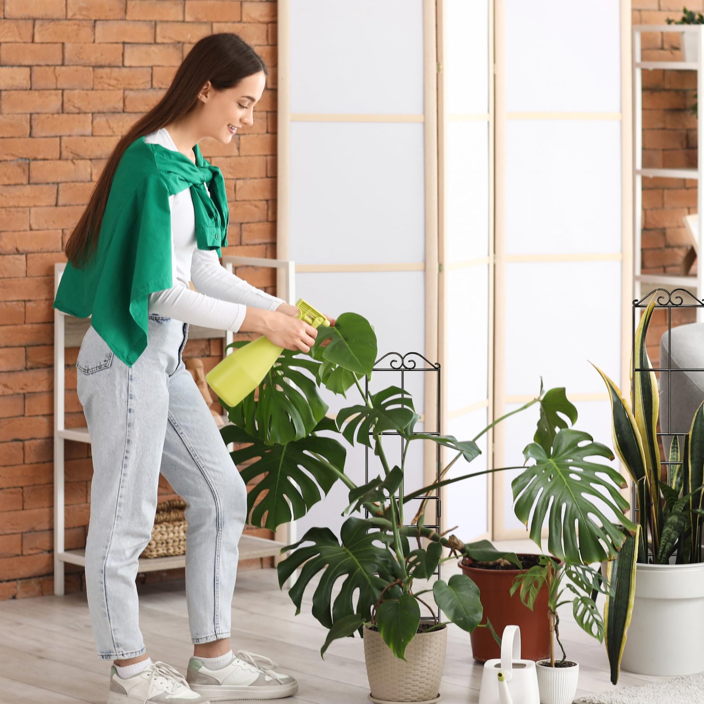 Xeeol 31.8'' Stackable Plant Trellis Indoor, Metal Trellis for Climbing Plants Indoor, House Plant Support with Soft Ties for Monstera Hoya Pothos, 2P