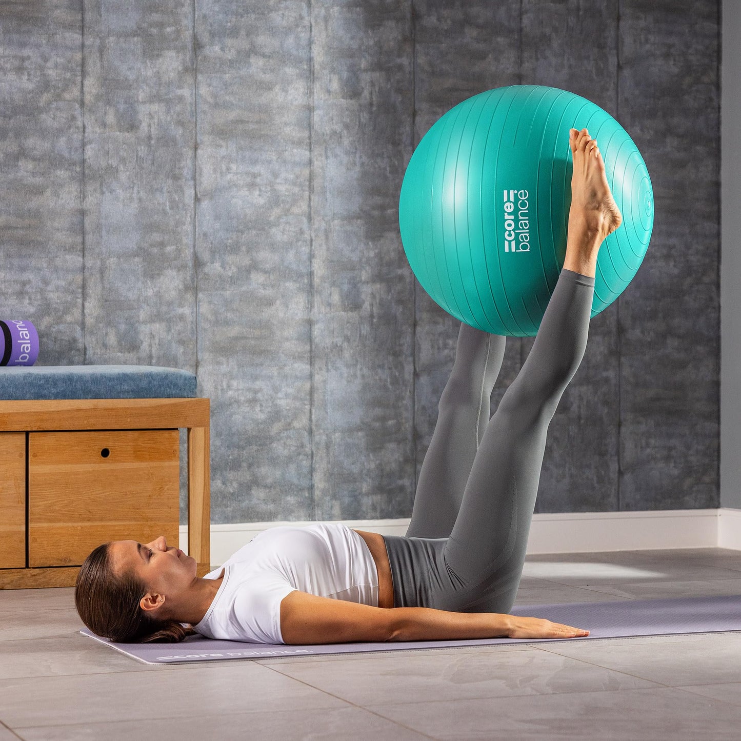Core Balance Anti Burst Gym Ball, 45-85cm With Hand Pump (65cm, Teal)