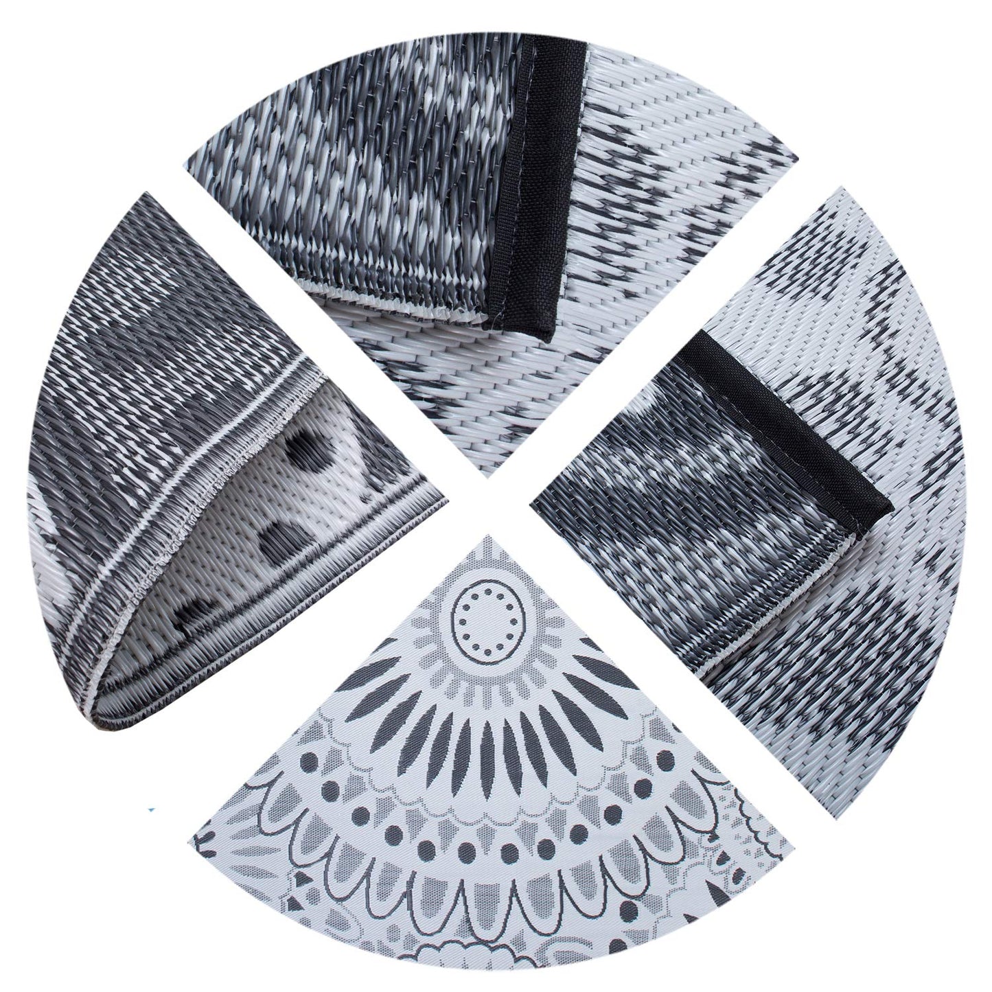 Santex Reversible Outdoor/Indoor Plastic Straw Rugs Waterproof Portable Mat Easy to Clean Outdoor Patio Mat, Perfect for Garden, Patio, Picnic, Decking-(Grey,9x18Ft