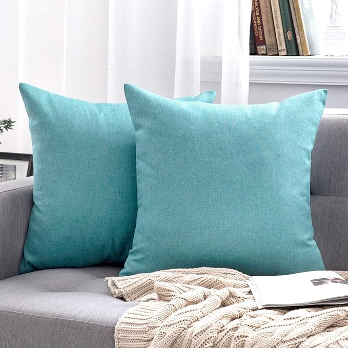 MIULEE Pack of 2 Decorative Outdoor Solid Waterproof Throw Pillow Covers Faux