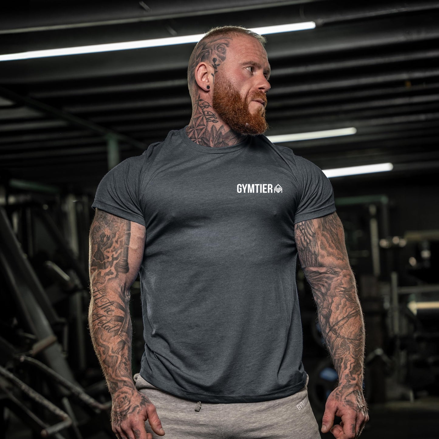 GYMTIER Gym Clothes for Men Gym T-Shirt - Bodybuilding Workout Training Top Bodybuilding Workout T Shirt Training Top MMA Men's Active Wear, Grey, L