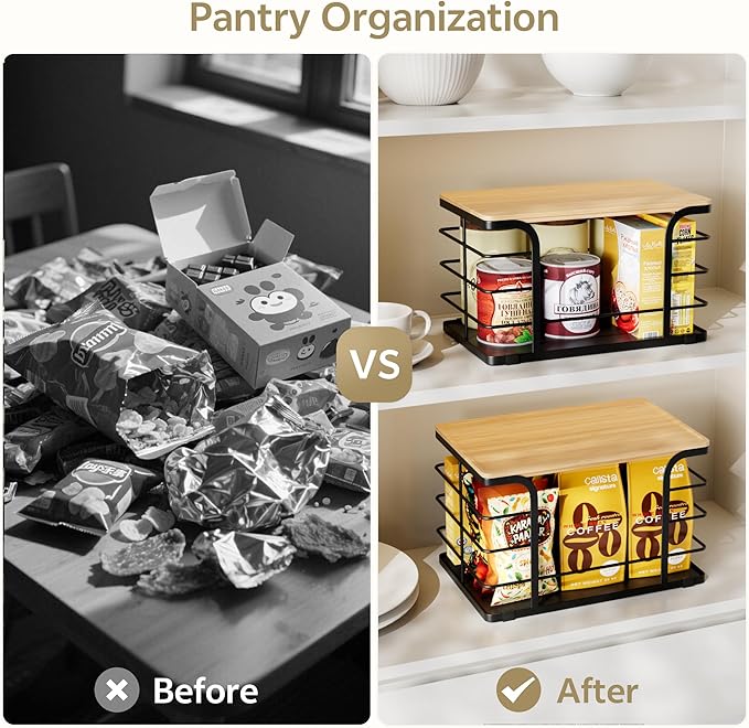 2 Pack Stackable Storage for Kitchen Laundry Pantry Organizers, Trash Bag Holder