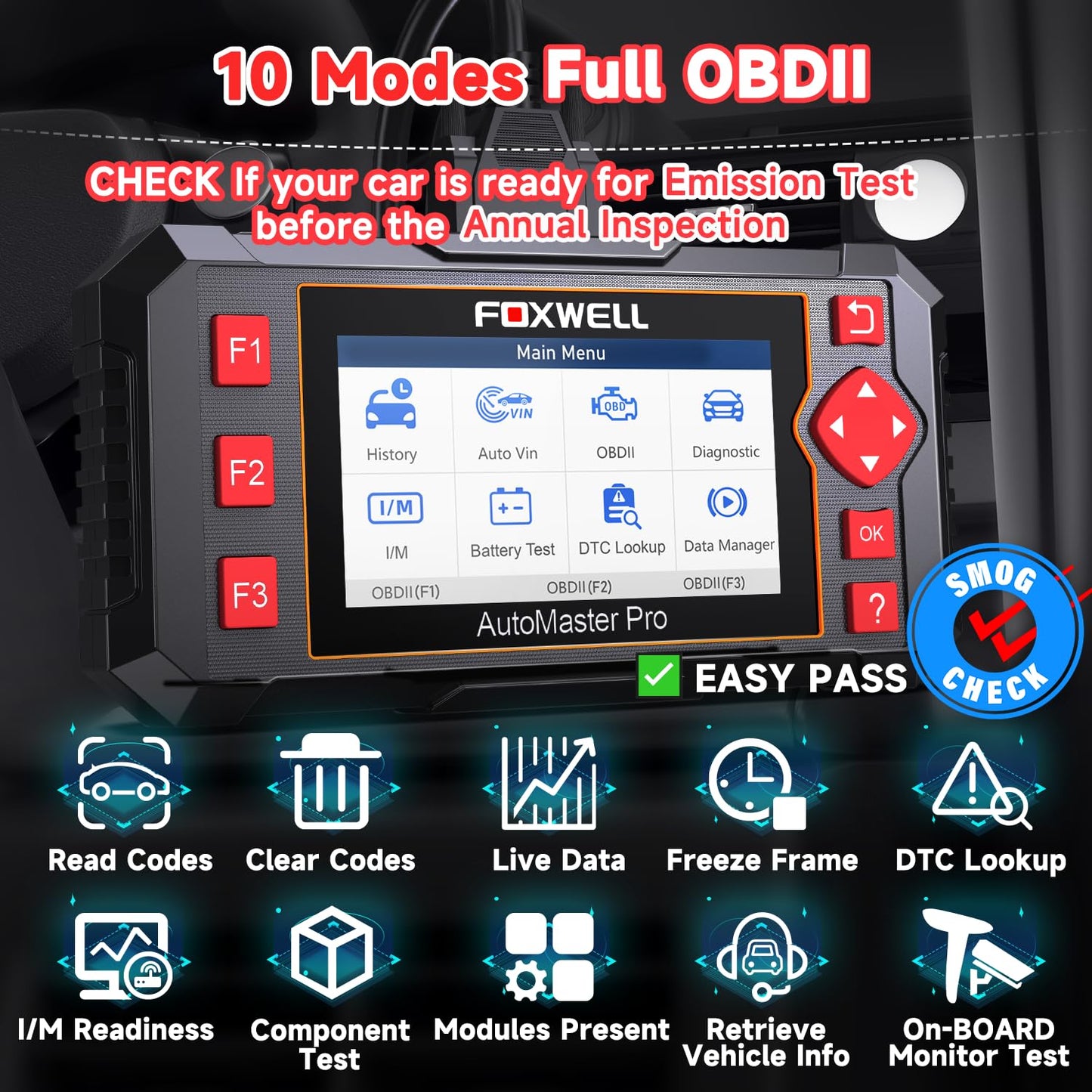 2025 FOXWELL NT604 OBD2 Scanner Diagnostic Tool, Check Engine Code Reader, ABS SRS Transmission Airbag Car Scanner, Car Scan Tool for All Vehicles, English/Spanish Ver., Lifetime Free Update, AutoVIN