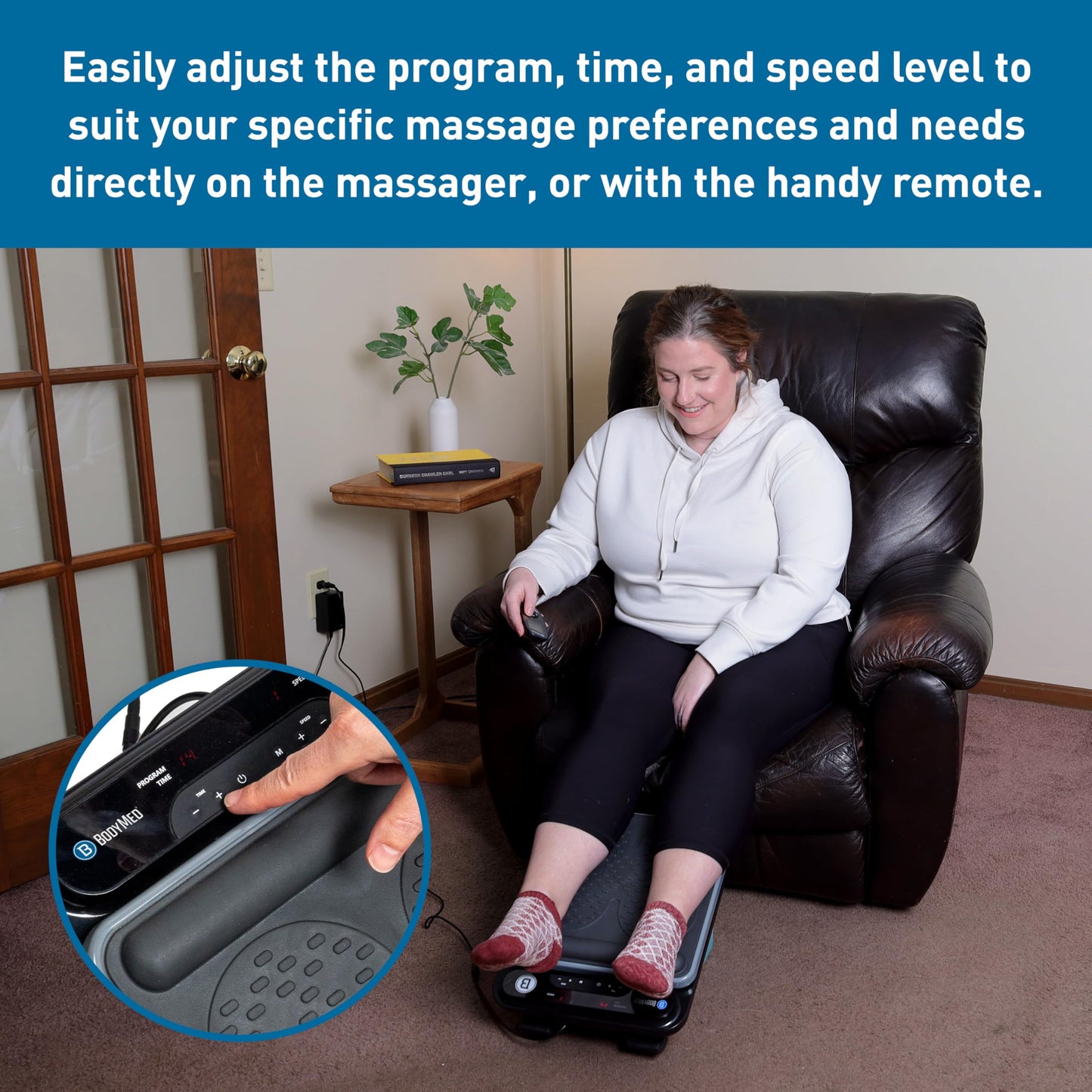 BodyMed Foot Massager | Deep Tissue Vibration Massage Therapy | At-Home Massager with Remote Control | Fast Relief from Neuropathy, Plantar Fasciitis, Improves Circulation