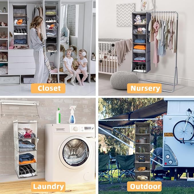 2 Packs Hanging Closet Organizer, 6-Shelf Closet Organizers and Storage