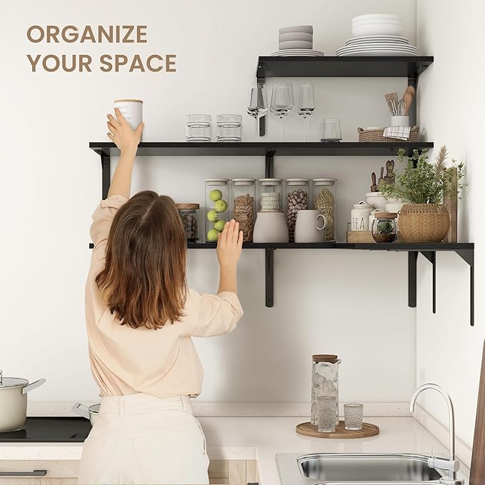 Fun Memories Floating Shelves for Wall, 12 Inch Deep Floating Shelves Set of 2