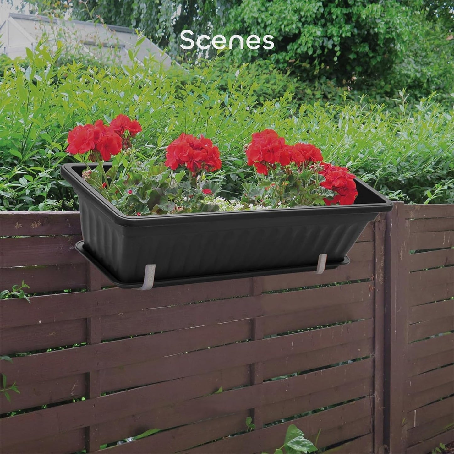 GROWNEER 3 Packs 17 Inches Black Flower Window Box Plastic Vegetable Planters Long Pots with 15 Pcs Plant Labels for Outdoor Indoor Windowsill Patio Garden Home Decor Porch