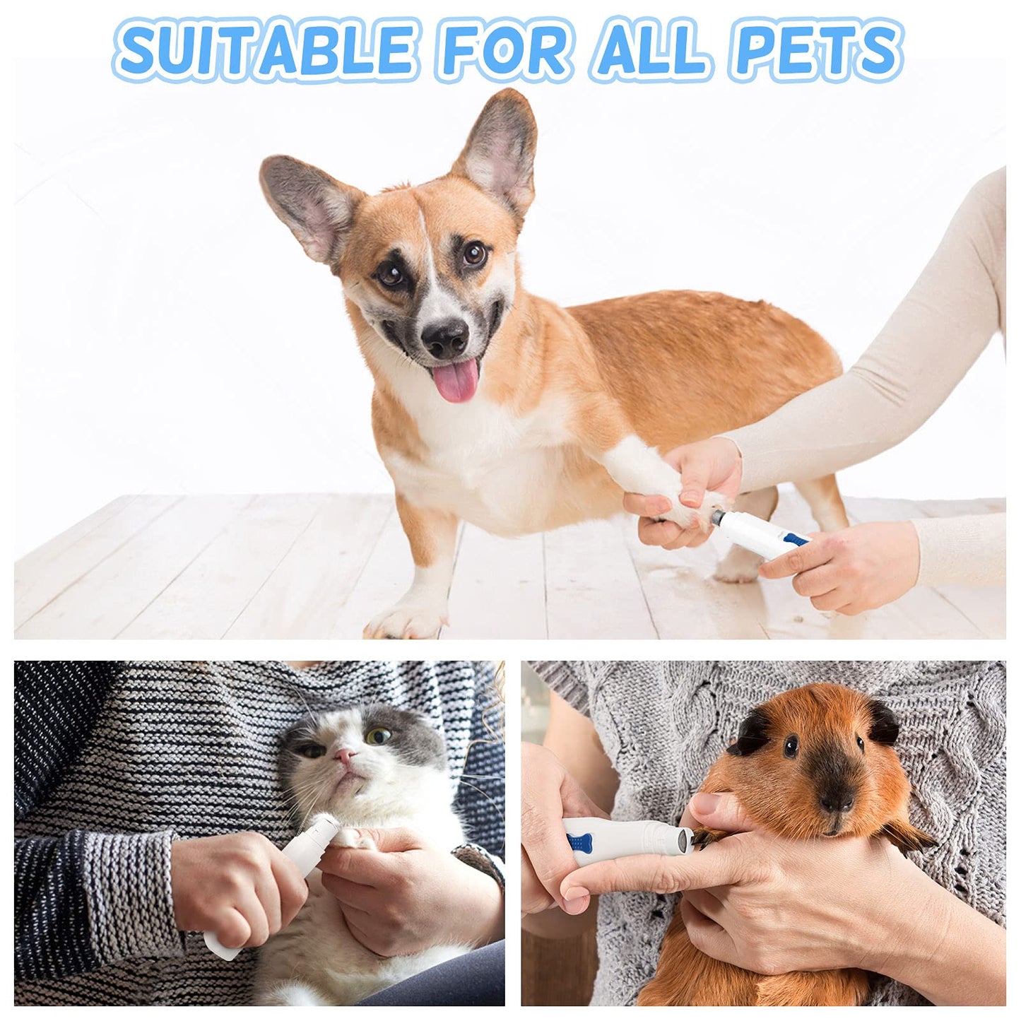 Dreamon Dog Electric Nail File Grinders, Pet Nail Trimmer Low Noise, Long Working Time, for Small Medium Large Breed Dog and Cat