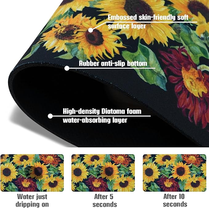 Sink Faucet Absorbing Mat, 2 Pack Drying Mat Around Faucet Sink Splash Guard