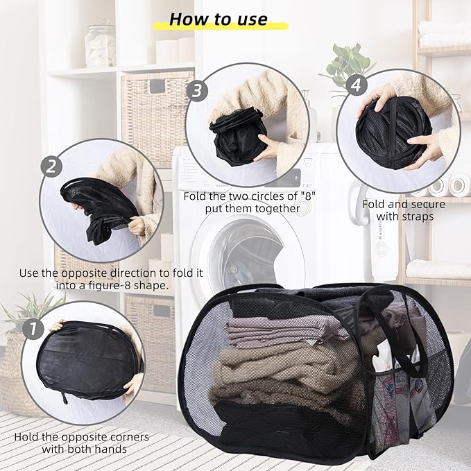 Collapsible Laundry Basket, 90L Foldable Pop-up Laundry Hamper