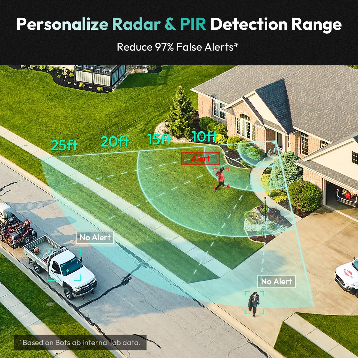 BOTSLAB 5MP Wireless Video Doorbell Camera, No Monthly Fee, 5GHz WiFi, 180° Head-to-Toe View, AI Motion Detection, VR Mode, Battery or Wired Powered, Easy Installation, Weatherproof