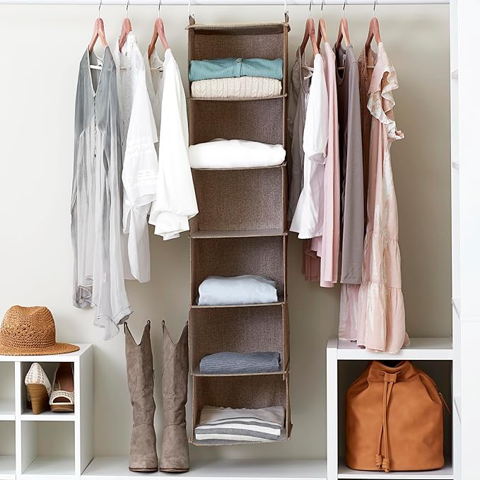 Household Essentials 6 Shelf Hanging Closet Organizer, Hanging Closet Shelf
