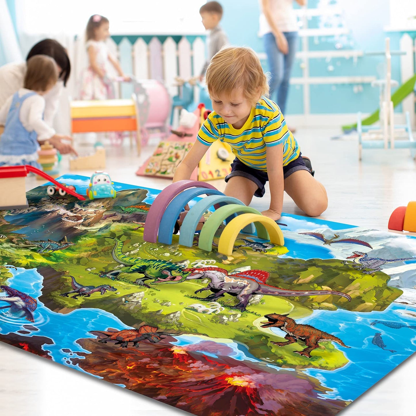 Oriate Kids Toy Car Play Mat Racetrack Activity Playmat, Kids City Road Mat Toy Cars Play Rug for Children Pretend Game, Play Carpet Floor Mats for Race Collection Toys Accessories 47" X 31"