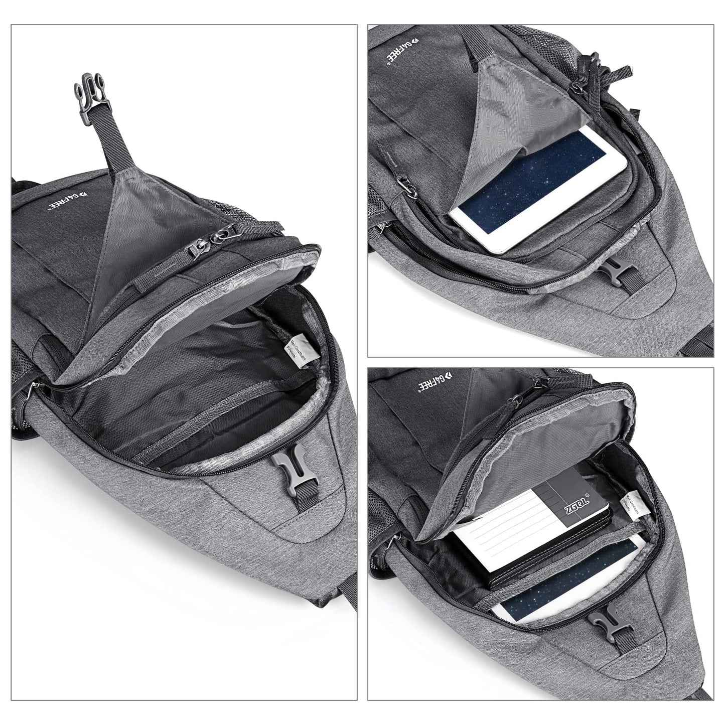 G4Free Sling Bag RFID Blocking Sling Backpack Crossbody Chest Bag Daypack for Hiking Travel