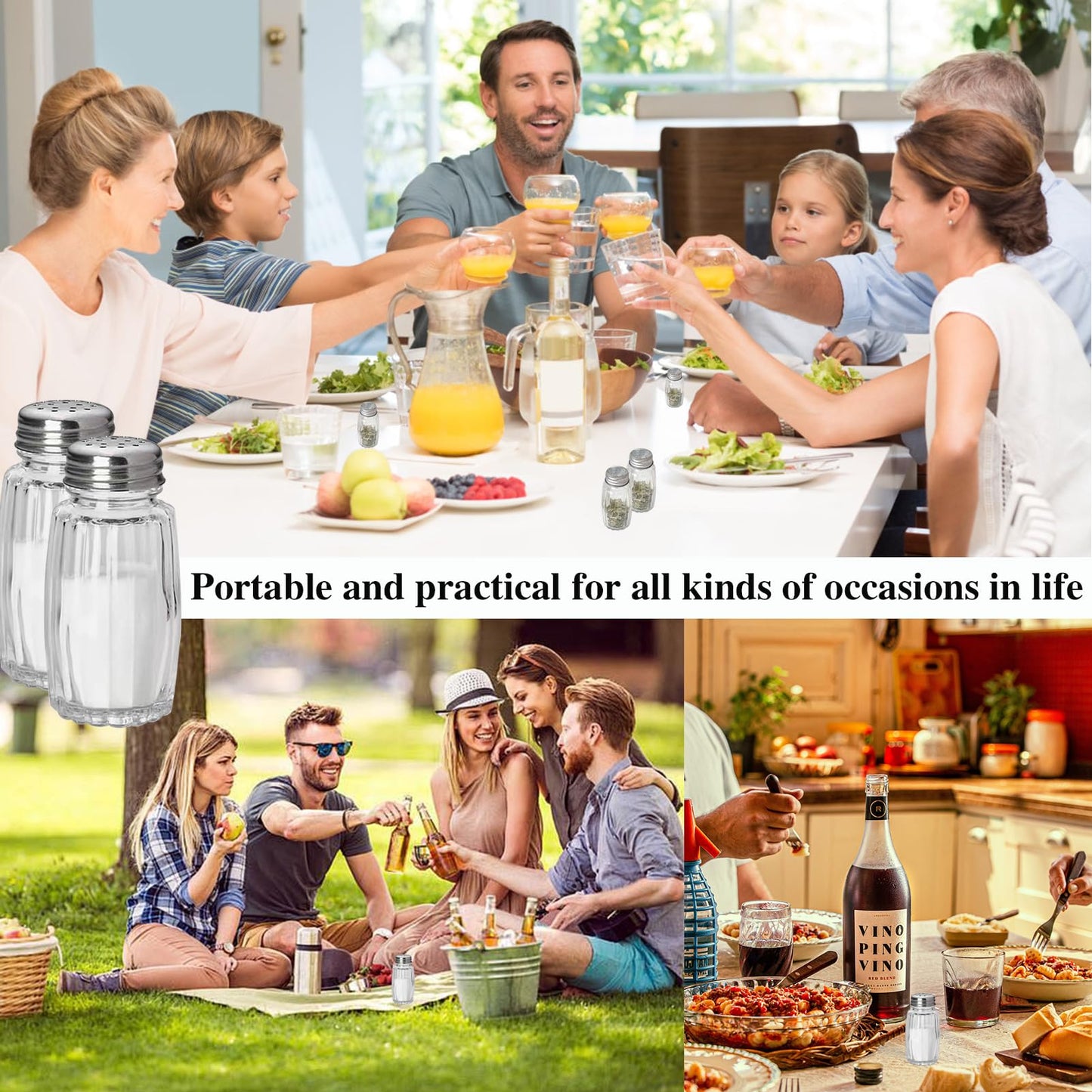 10pcs Salt and Pepper Shakers, Salt Pepper Shakers, Salt and Pepper Shakers Set, Small Glass Salt Shaker Bottle for Kitchen