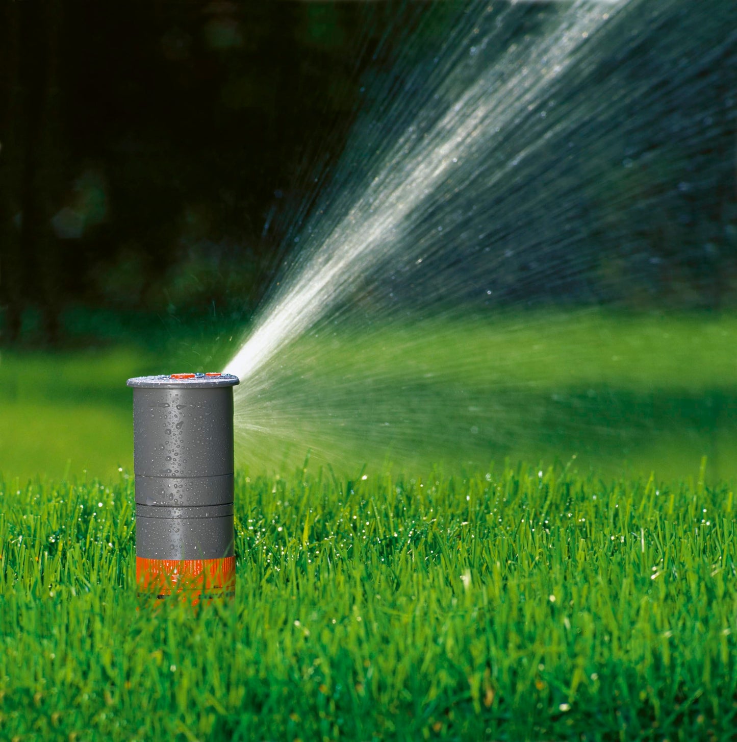 Gardena Sprinkler system, turbines, pop-up, 200 irrigation system for medium-sized lawns up to 200 m², with adjustable throw distance (5-8 m) and stepless sector adjustment (8203-29), 1/2” (15/21)