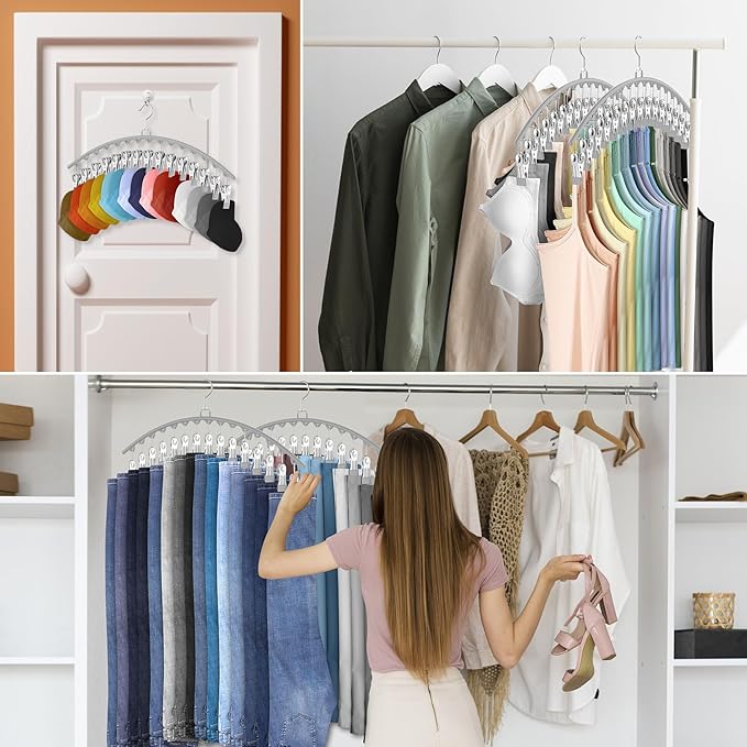 6 Pack Legging Organizer for Closet Hanging, Pants Hangers