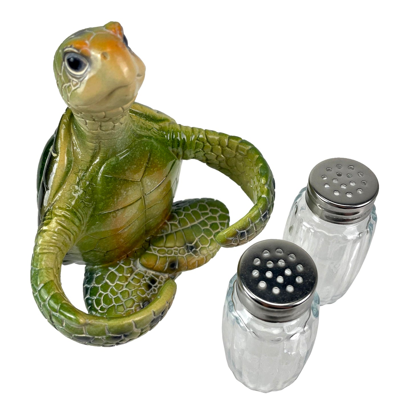 Sea Turtle Salt and Pepper Shaker Set – Whimsical Resin Design with Glass Shakers – Perfect Coastal Décor for Ocean Lovers