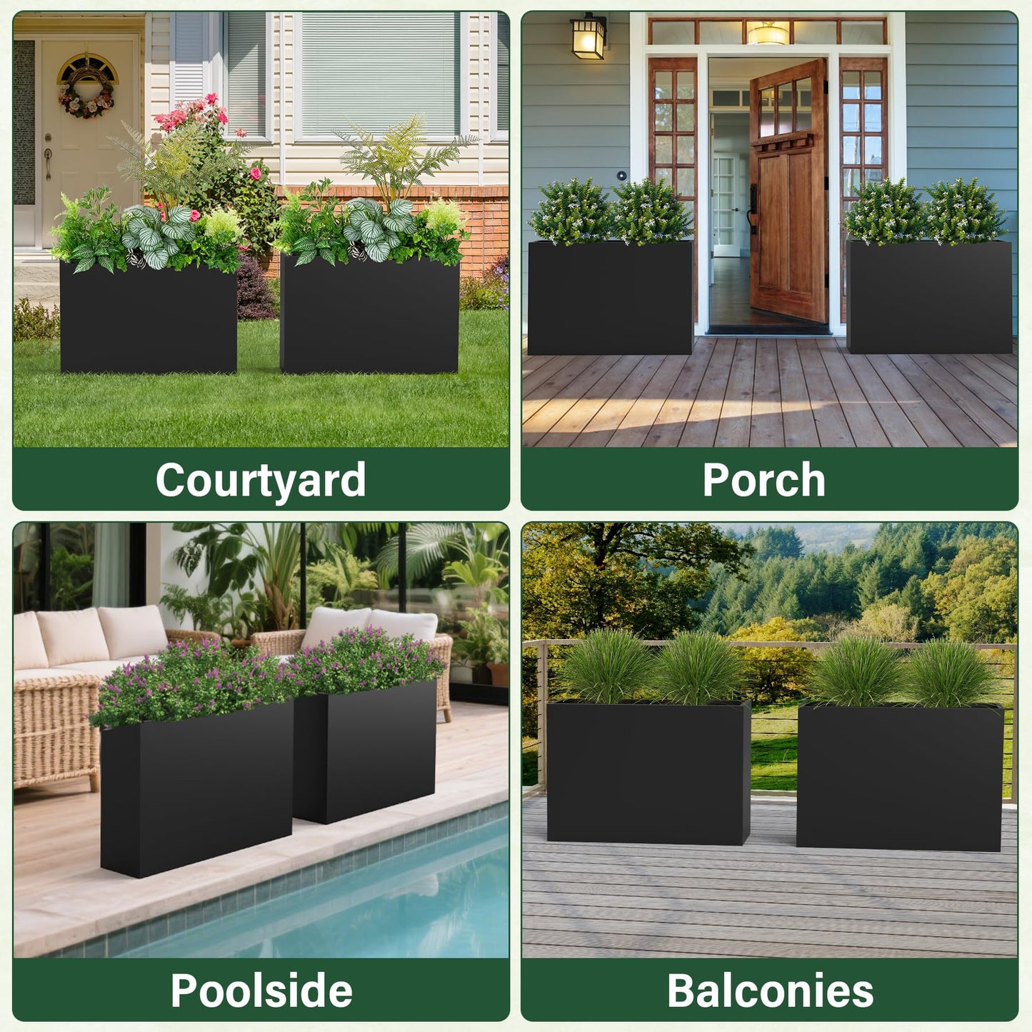DorBuphan Metal Tall Planter 38" L x 10" W x 26" H, Long Rectangular Planter Box with Drainage Holes & Removable Shelf – Heavy Duty Steel Planter for Tall Plants, Flowers or Shrubs