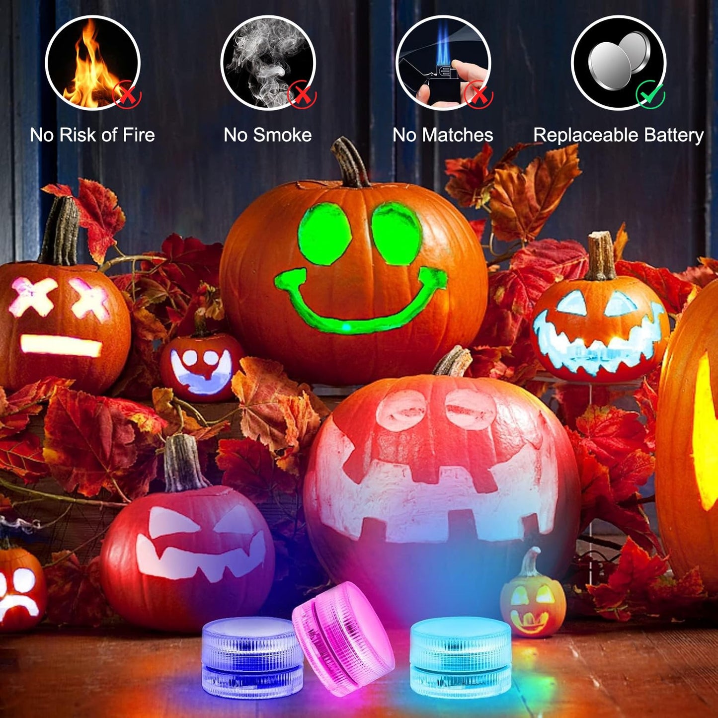 Halloween Pumpkin Lights with Remote, Submersible Pool Light for Party Events, Waterproof LED Tea Lights for Vase Fishtank Pond Wedding Christmas Decoration (Colourful, 10-Pack)
