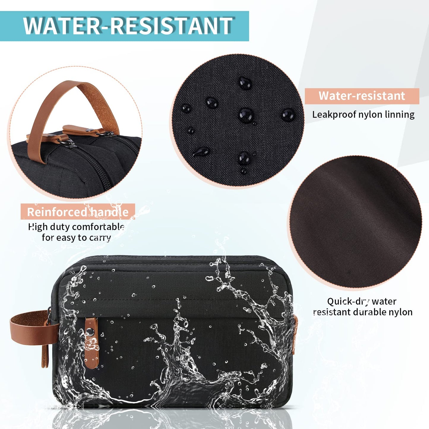 Lubardy Toiletry Bag Oxford Cloth Toiletry Bag for men and women Portable Travel Shaving Dopp Kit Water-Resistant Cosmetic Bag Travel Organizer Storage for Accessories, Black