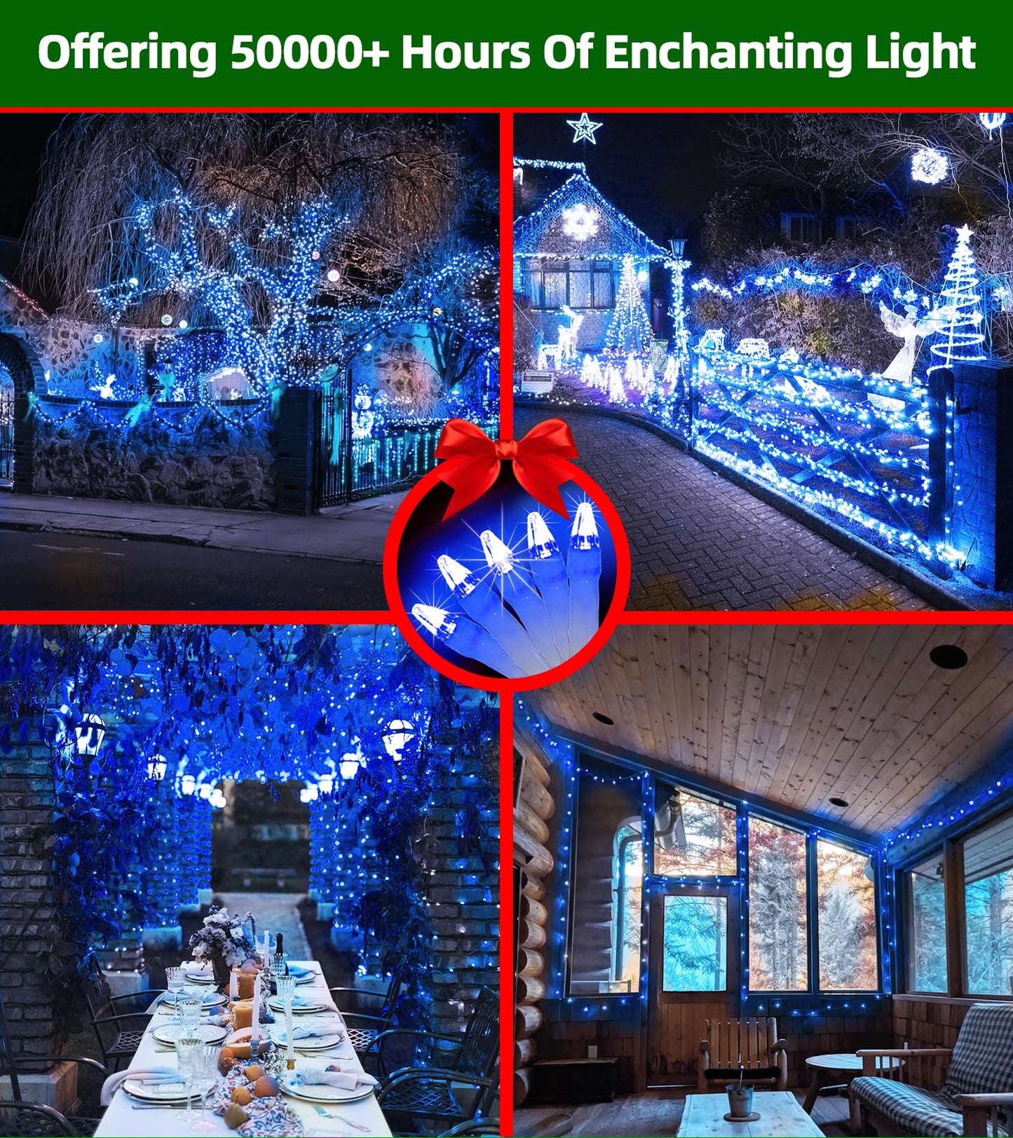 300LED Chrstmas Lights, 75ft Indoor Outdoor Christmas String Lights with 12 Modes, Blue LED String Lights with Timer Dimmable Waterproof for Outside Tree Fence Garden Xmas Wedding Party Decor Blue
