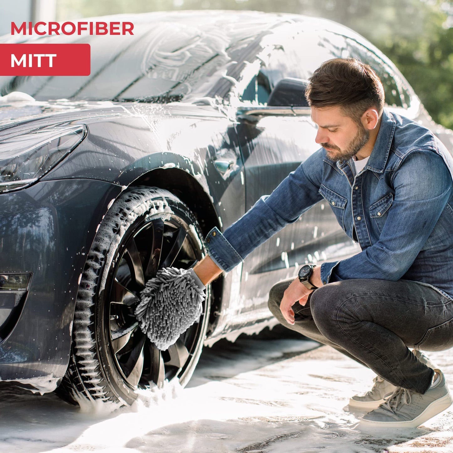 GADLANE 9 Piece Car Cleaning Kit With Storage Bag Includes Upholstery Brush, Detailing Brush, Microfibre Pad, Microfibre Cloth, Wheel Brush, Drying Towel, Glass Cloth, Mitt, Microfibre Duster