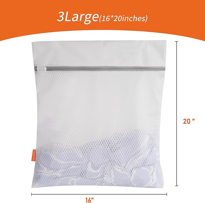 Polecasa 3Pcs 16 x 20 Inches Extra Durable 125g Diamond Mesh Laundry Bags