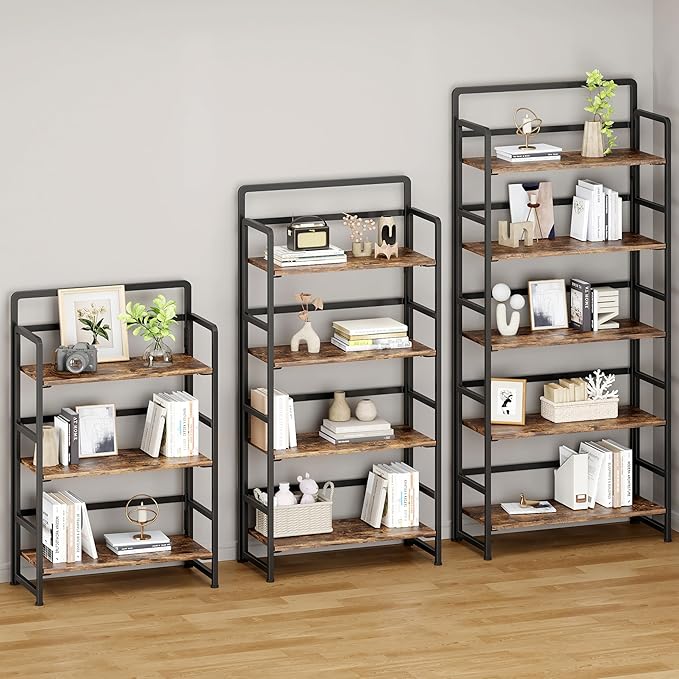 No Assembly Folding Bookshelf, 4 Tiers Collapsible Book Shelf