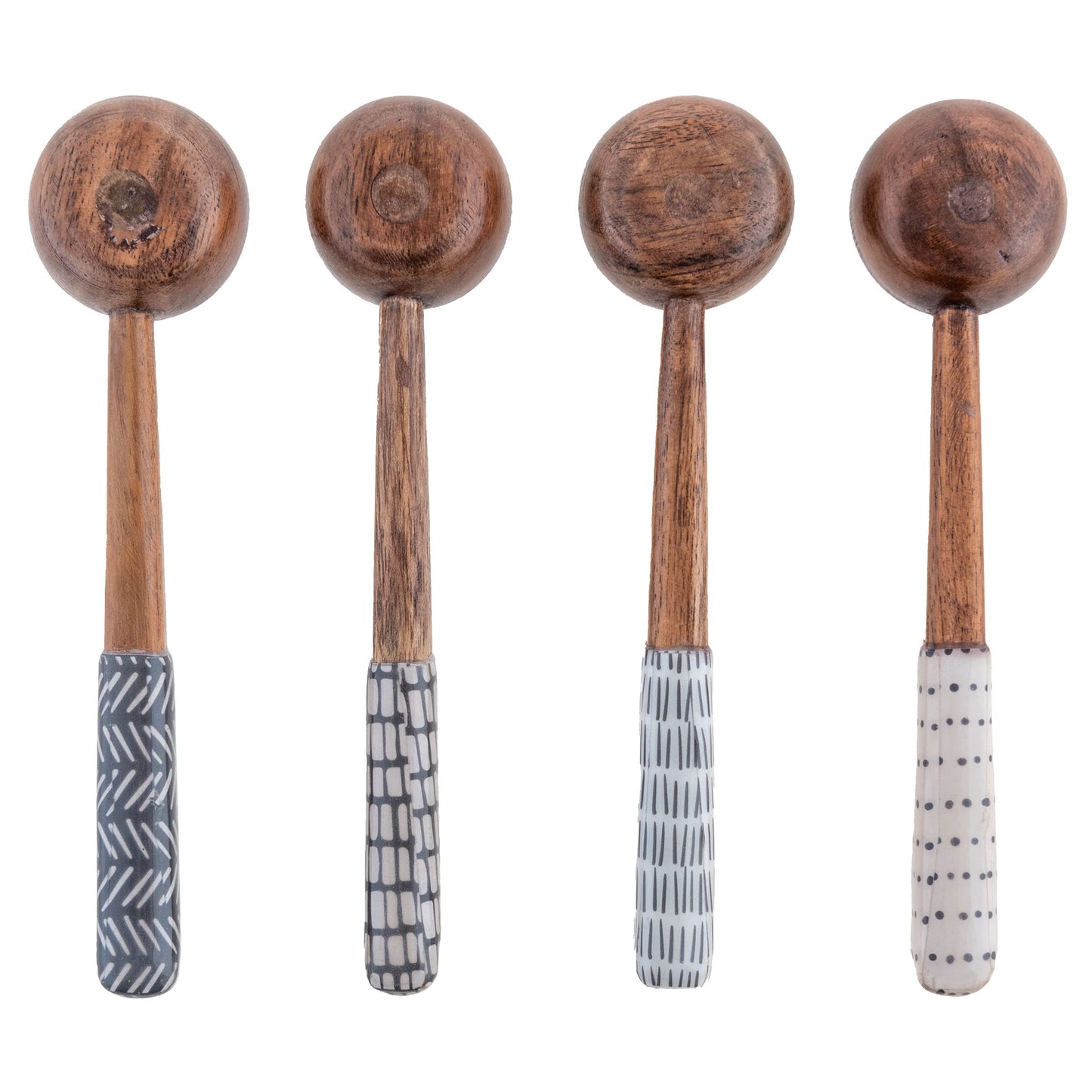 Karma Enamel Tasting Spoons Set - Enamel Tasting Spoons for Cooking - Wood Enamel Kitchen Utensils - Wood Enamel - Set of 4