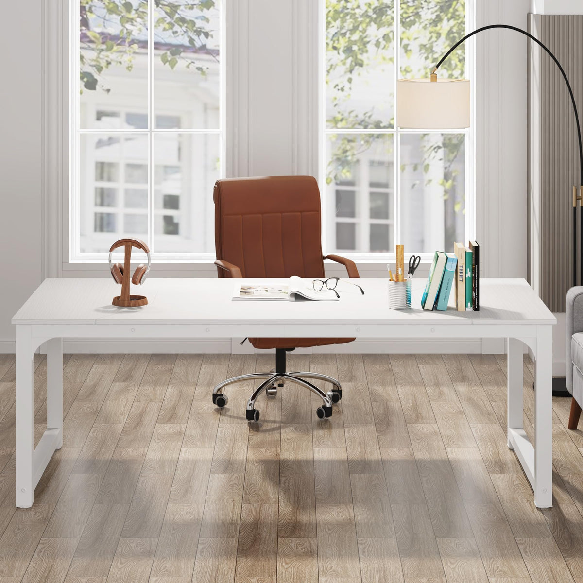 Tribesigns Modern Computer Desk, 78.7 x 39.4 inch X Large Executive Office Desk Computer Table Study Writing Desk Workstation for Home Office,White
