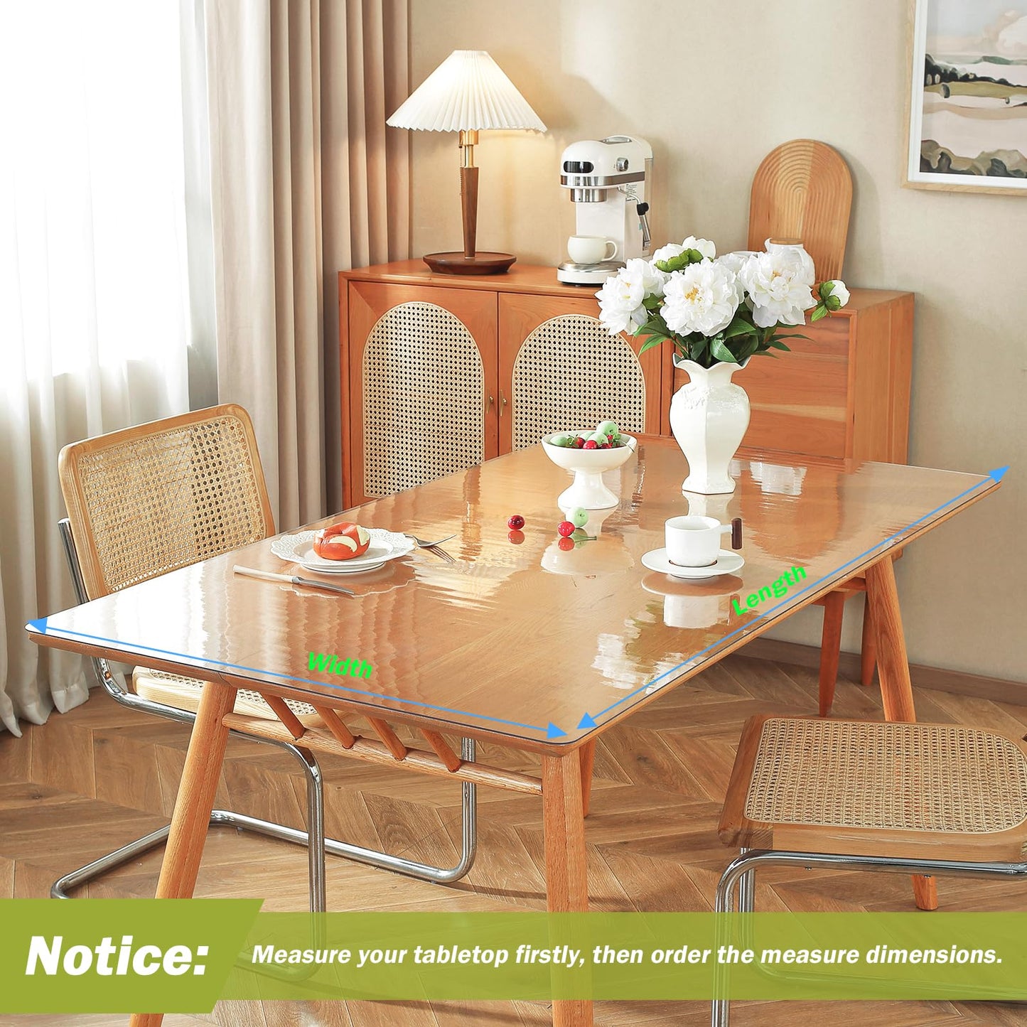 Clear Table Protector 36 x 60 Inch, 1.5mm Thick Plastic Table Cover, Waterproof PVC Clear Table Cover Protector, Desk Mat Writing Desk Pad for Desktop, Coffee & Dining Room Tabletop
