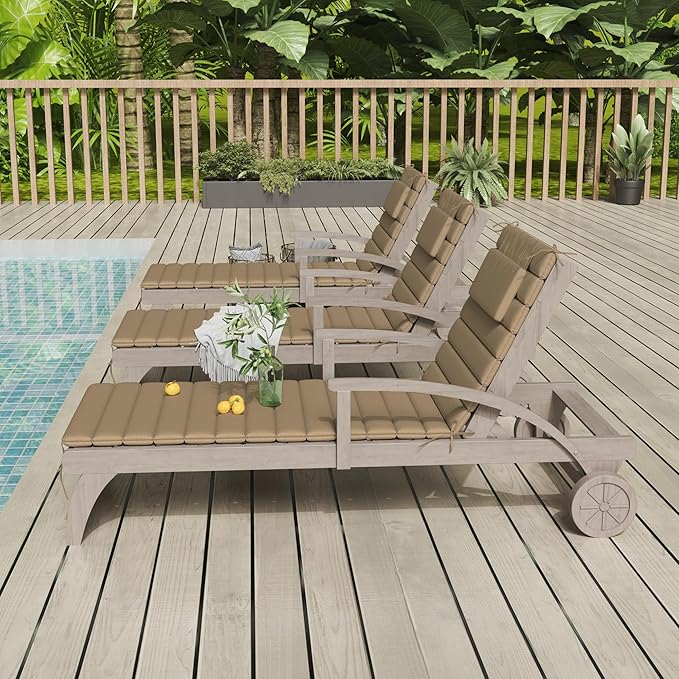 Sundale Outdoor Olefin Quilted Lounge Cushion Set of 4, Patio Foldable Chaise
