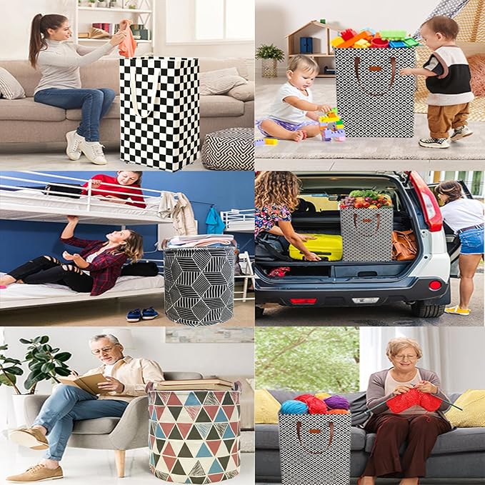 Waterproof Laundry Hamper Collapsible Laundry Basket Leather Handle Laundry Bag