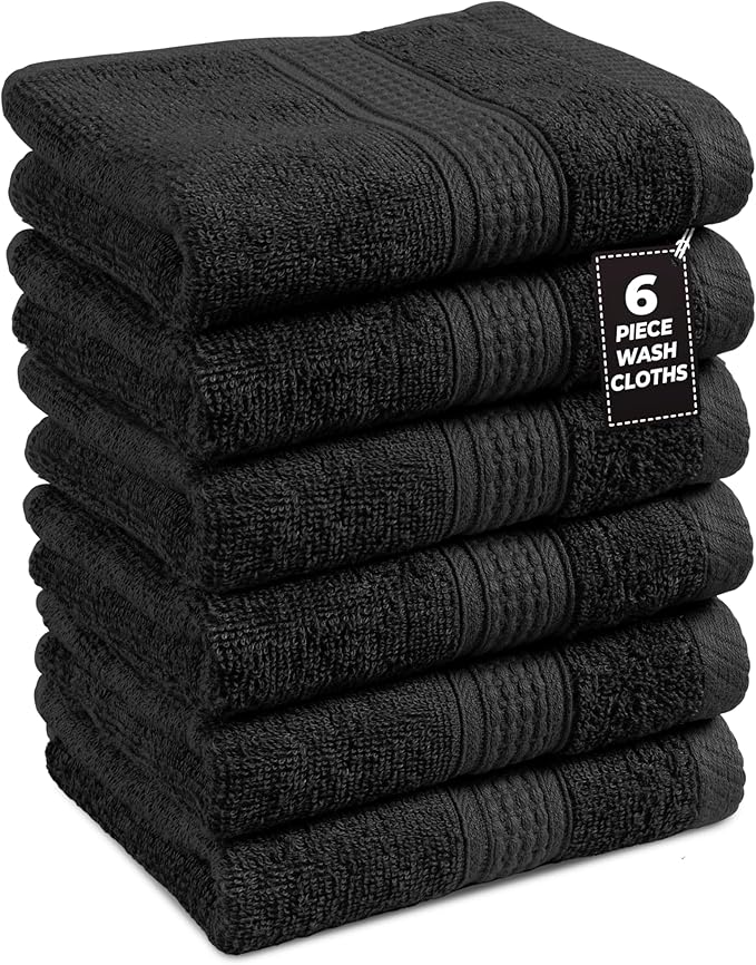 LANE LINEN Washcloths 6 Pack