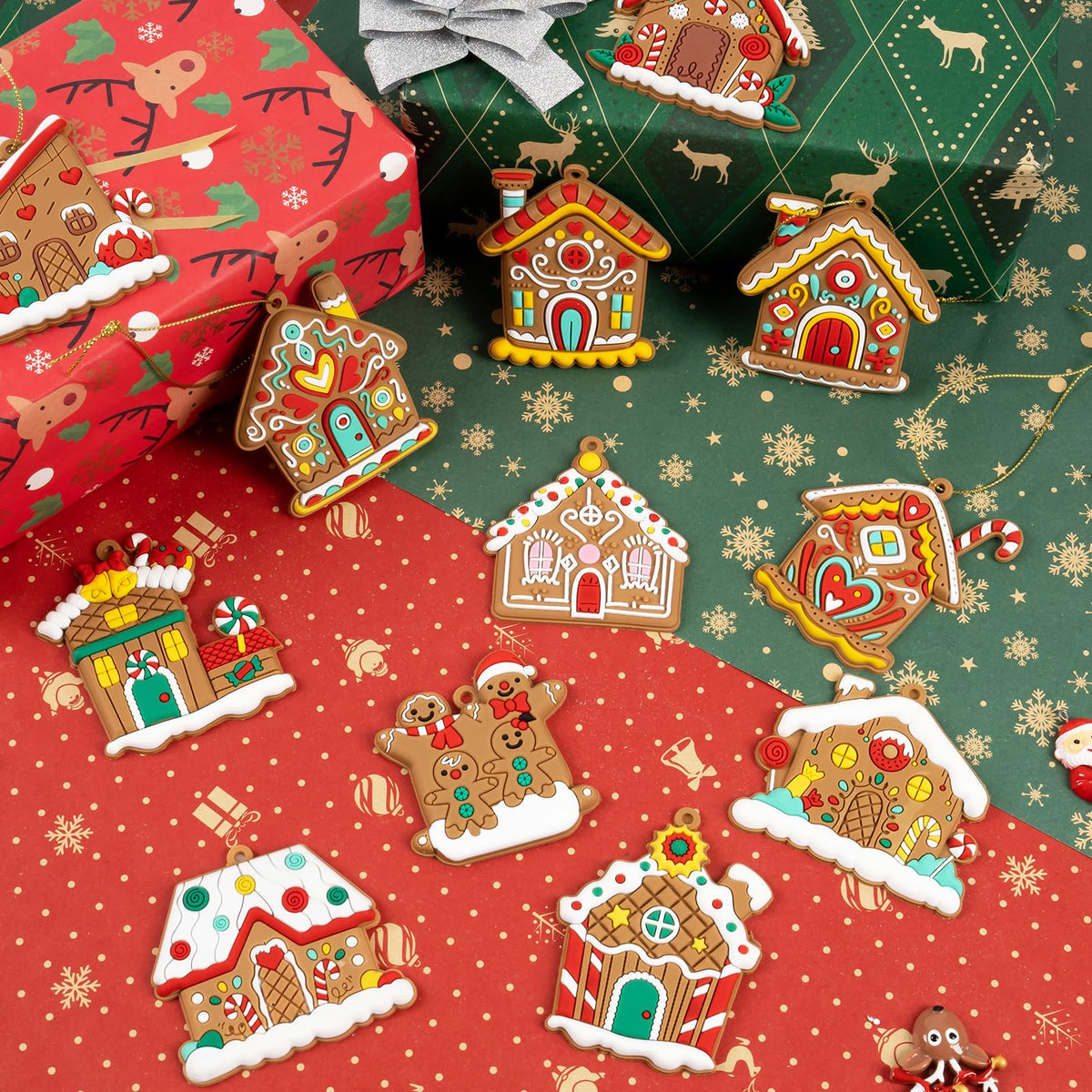 Gingerbread House Ornaments Christmas Tree Decoration - 36pcs Gingerbread House Christmas Decorations Hanging Ornaments for Holiday Xmas Tree Home Decor