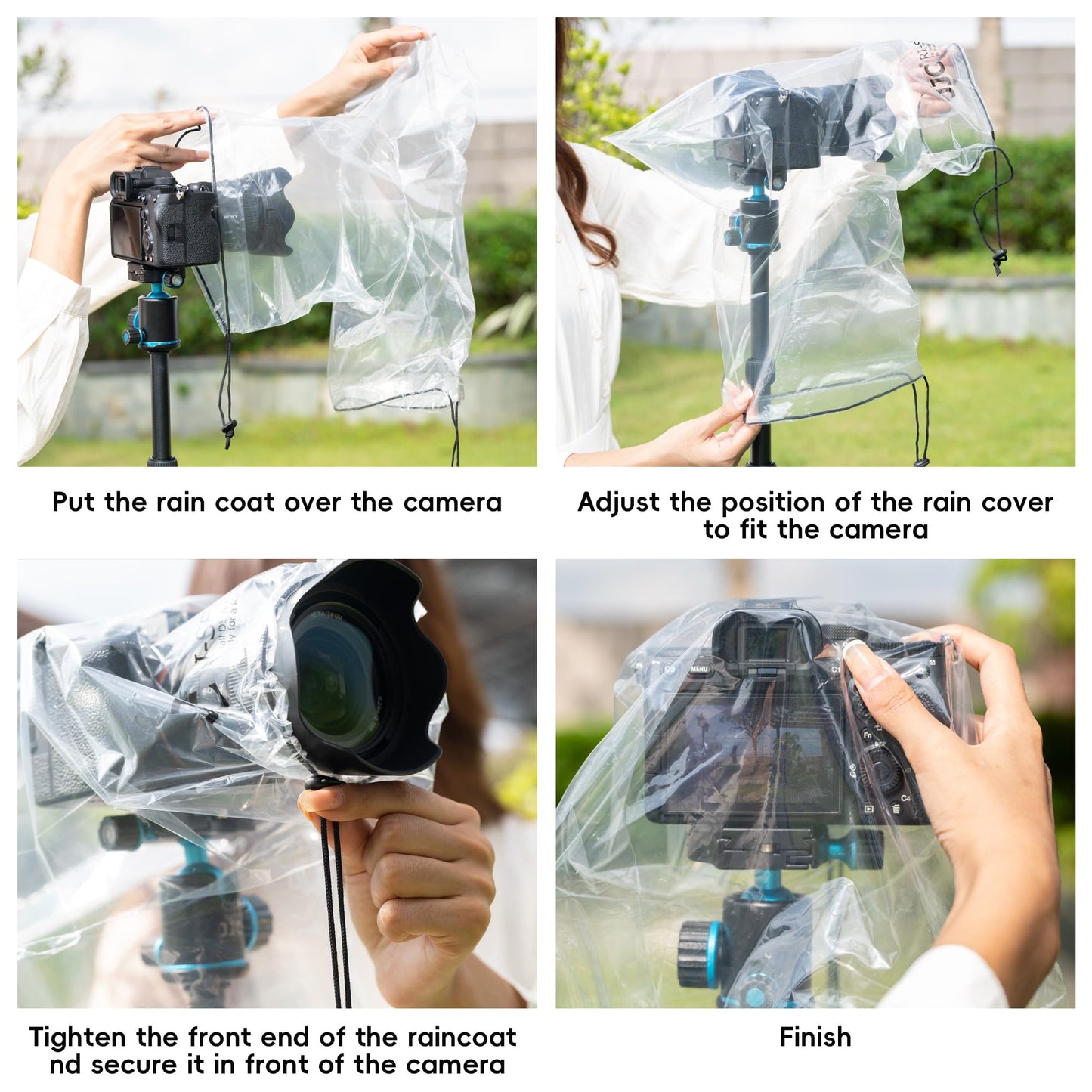 2 Pack Camera Lens Rain Cover Raincoat Clear Sleeve Protector for Sony A7R V A7 IV A7S III II A6700 A6600 A6500 A6400 A6300 A6100 A6000 A7C Nikon Z8 Z5 Z50 Z30 Z7 Z6 II D780 D7500 D5600 D3500 P1000