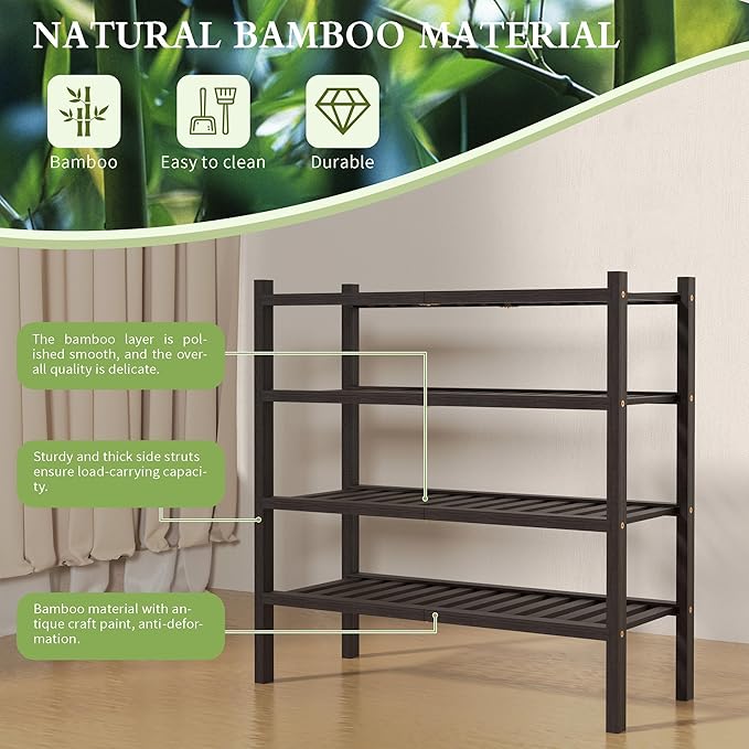 ROMGUAR CRAFT 4 Tier Bamboo Shoe Rack