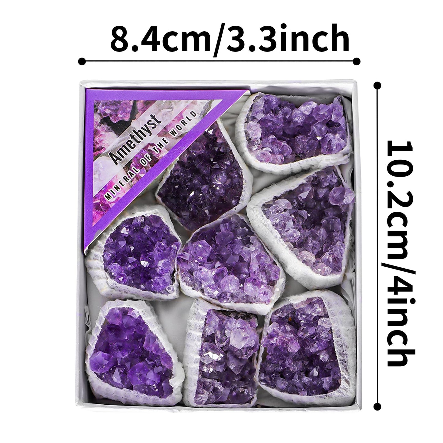 Natural Amethyst Cluster Crystals and Healing Stones,Raw Rough Rocks Gem Stones Meditation Spiritual Protection Home Decor Reiki Gifts for Women Adults,9pcs in Box