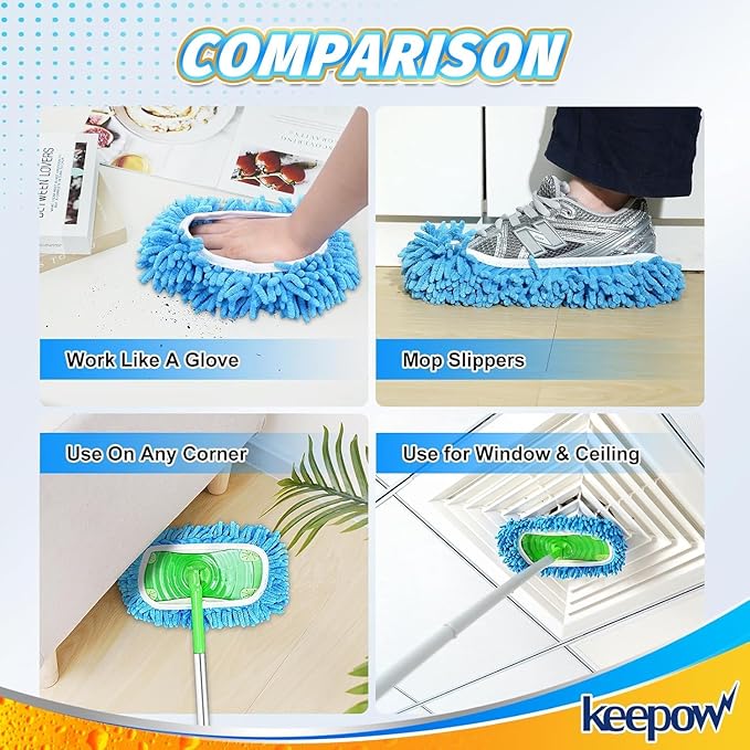 KEEPOW Reusable Microfiber Mop Pads Compatible