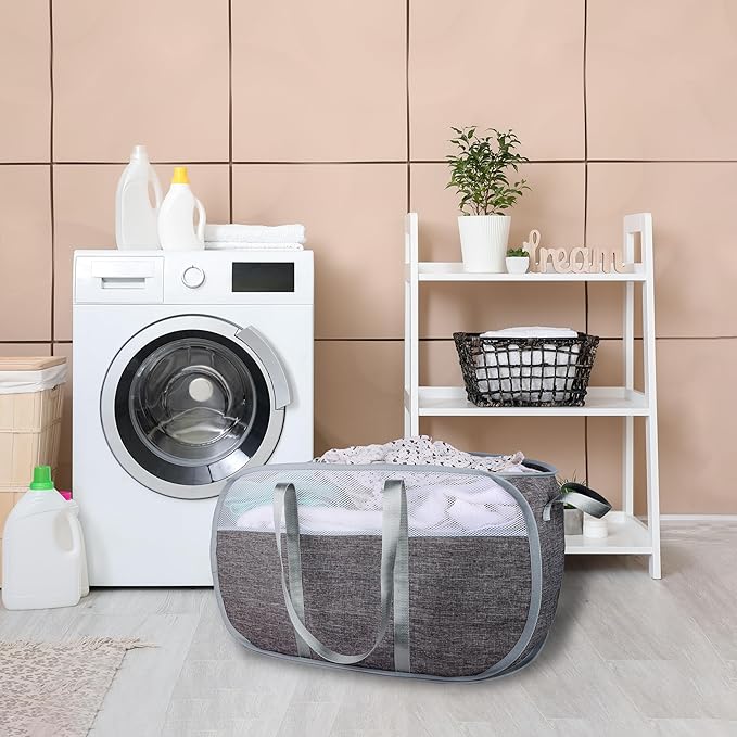 pop-up laundry basket,with Durable Handles collapsible Mesh laundry Hamper